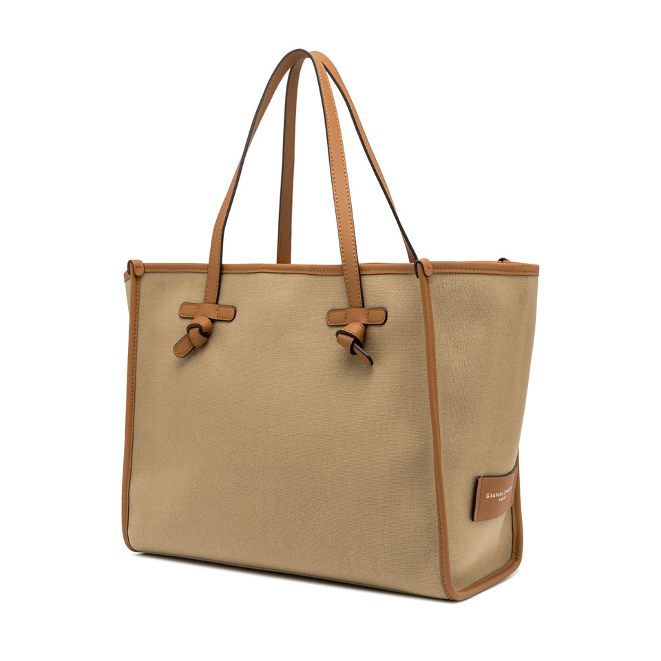 MARCELLA CABAS COTON CAPPUCCINO-BRICK RED-CARAME