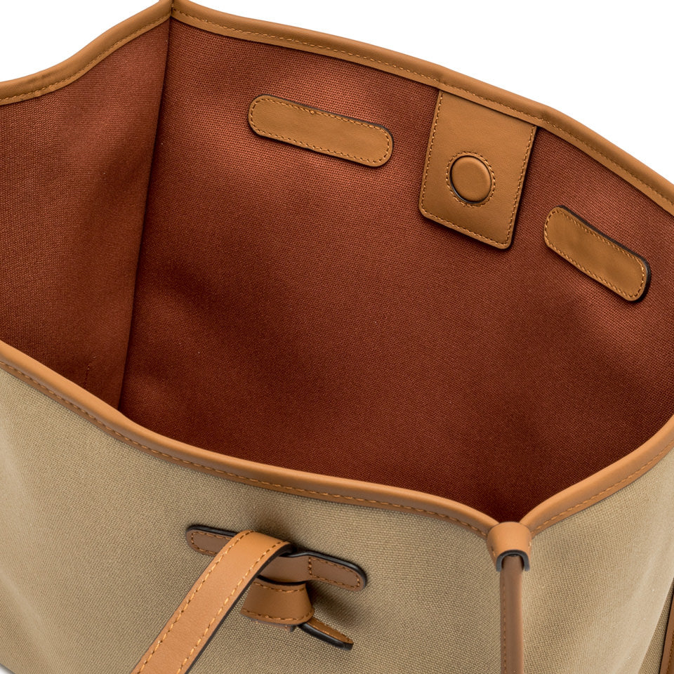 MARCELLA CABAS COTON CAPPUCCINO-BRICK RED-CARAME