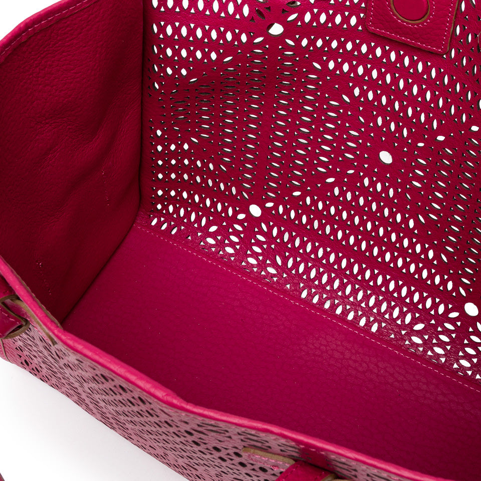 CABAS CUIR LAZER FUCHSIA