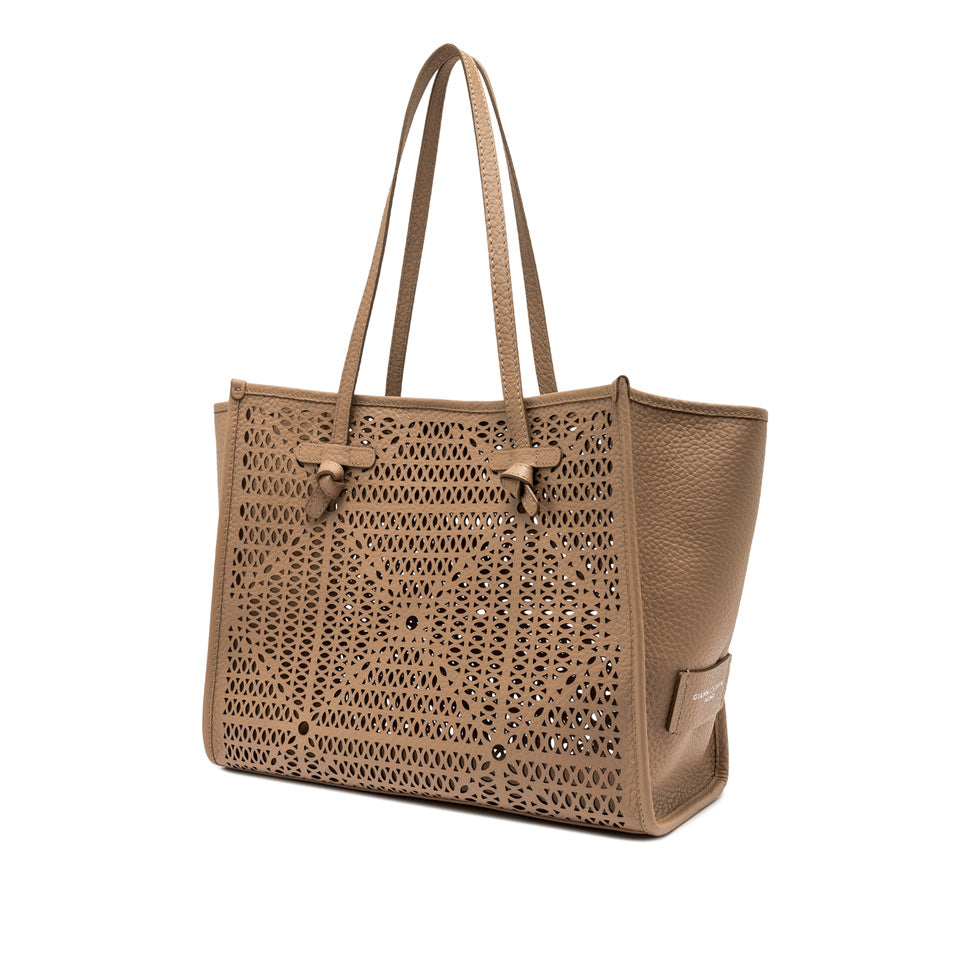CABAS CUIR LAZER BEIGE CAMEL