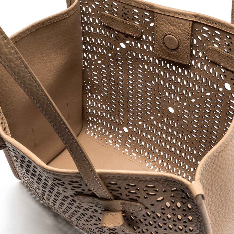CABAS CUIR LAZER BEIGE CAMEL