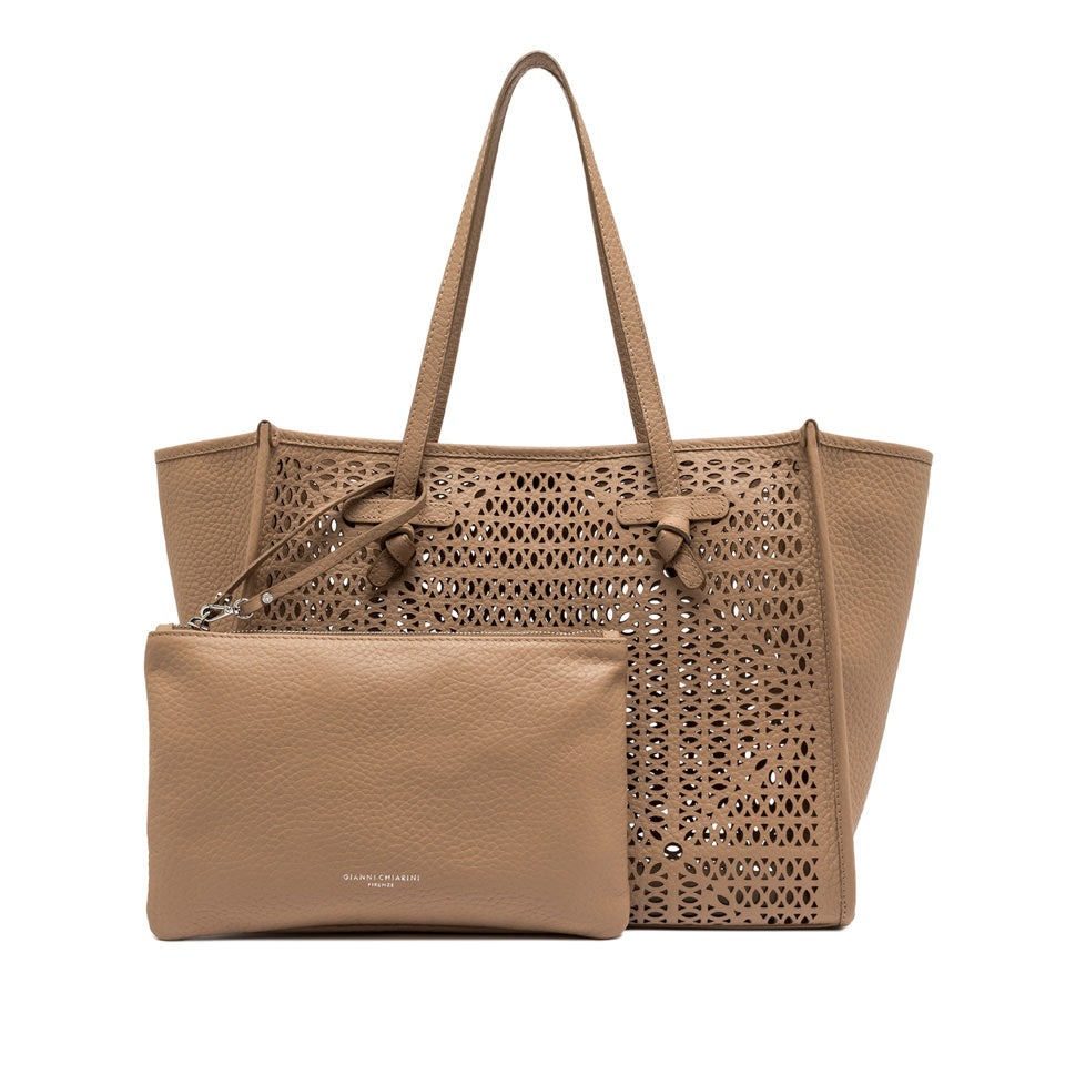 CABAS CUIR LAZER BEIGE CAMEL