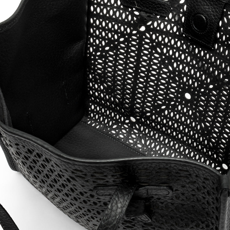 CABAS CUIR LAZER NOIR