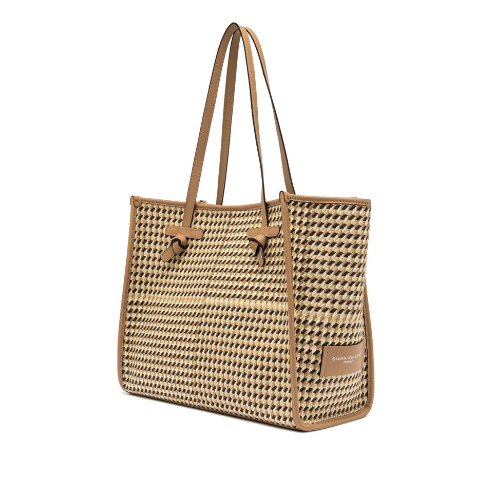 BROWN HOUNDSTOOTH TOTE BAG