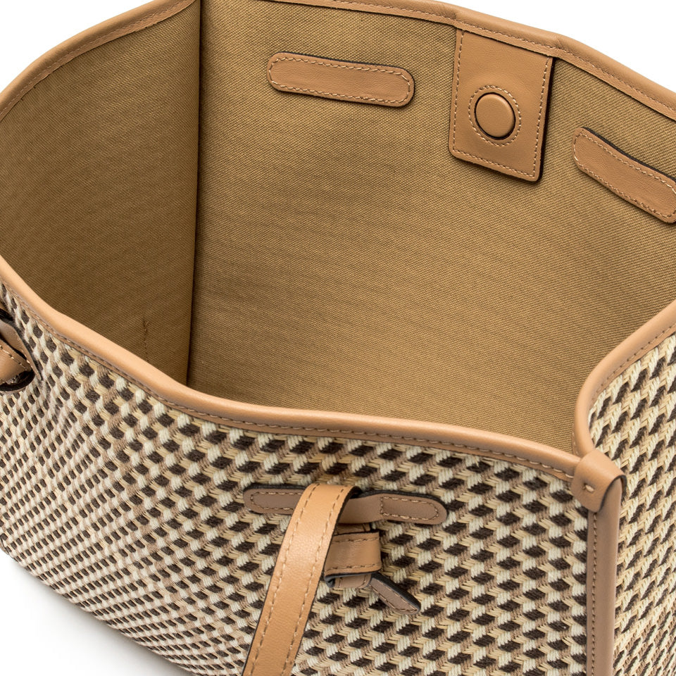 BROWN HOUNDSTOOTH TOTE BAG
