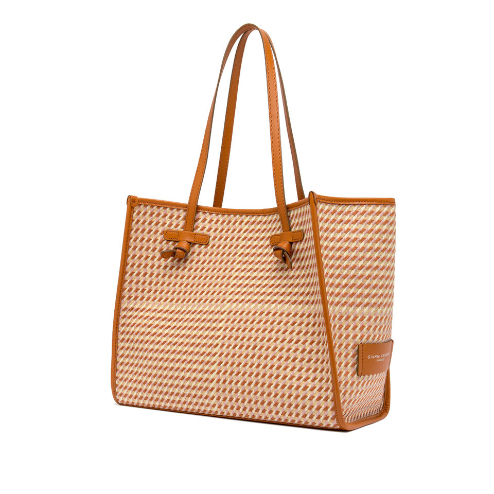 ORANGE HOUNDSTOOTH TOTE BAG
