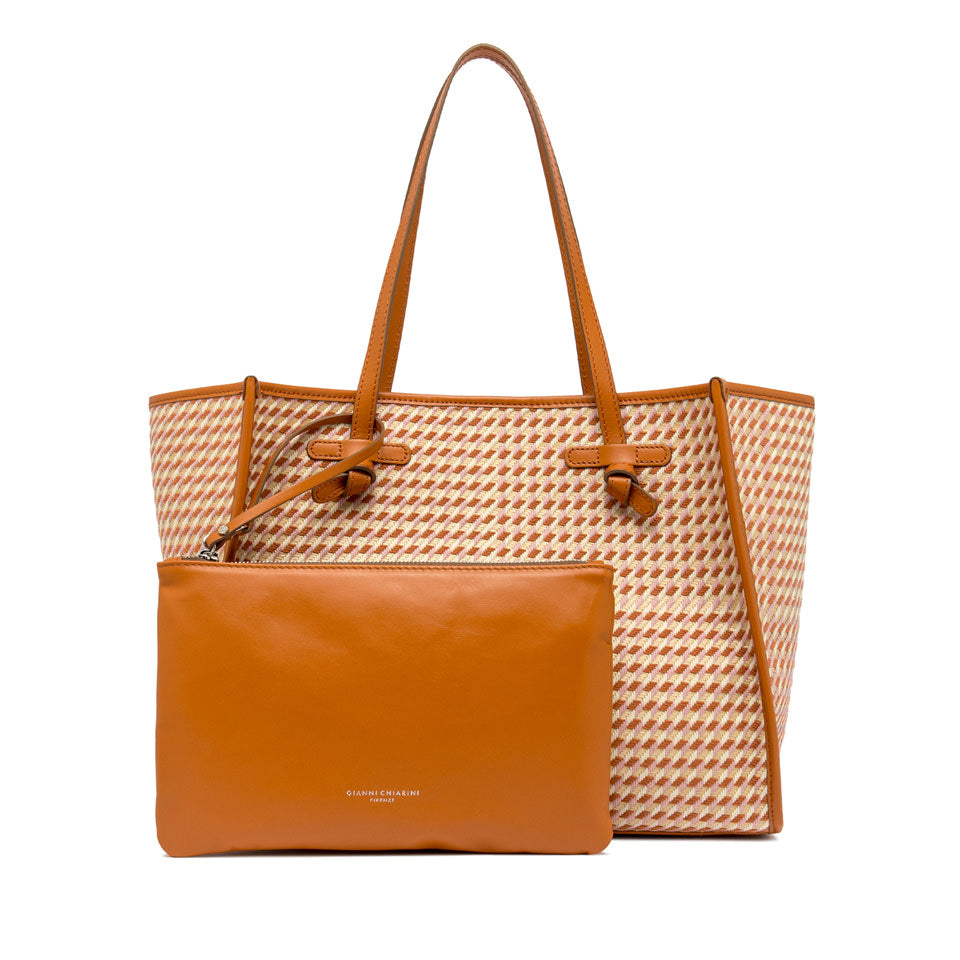 ORANGE HOUNDSTOOTH TOTE BAG