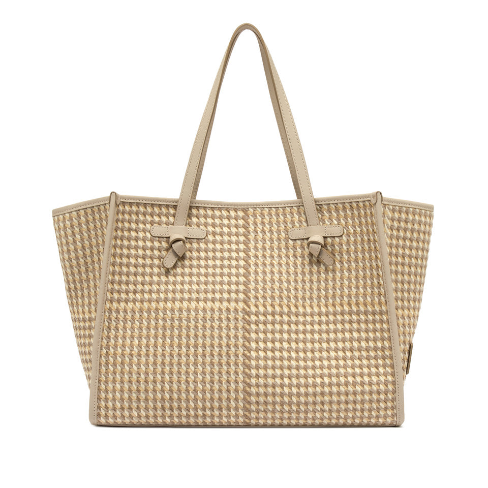 WHITE HOUNDSTOOTH TOTE BAG