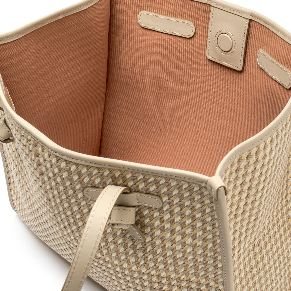 WHITE HOUNDSTOOTH TOTE BAG