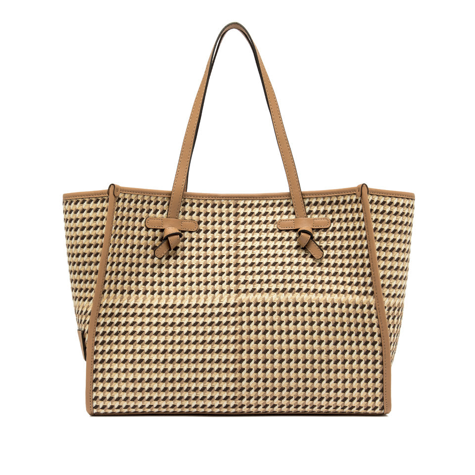 BROWN HOUNDSTOOTH TOTE BAG