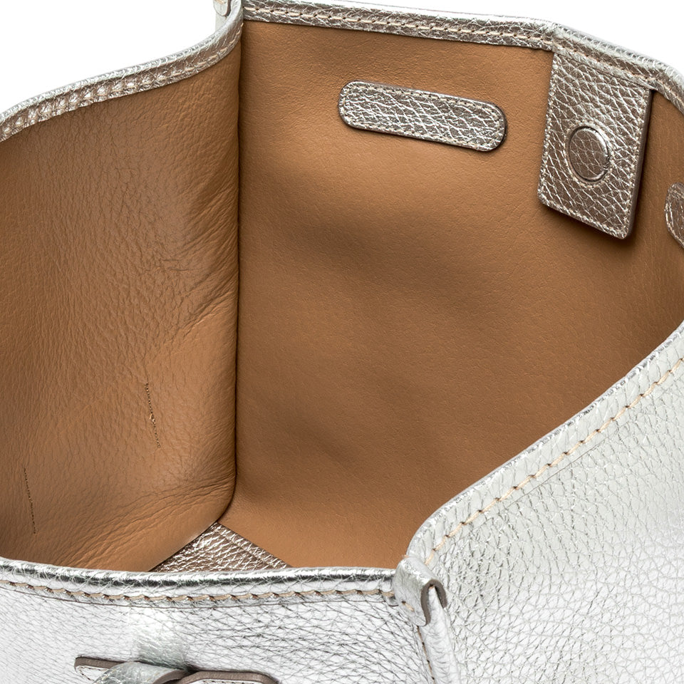 CABAS CUIR ARGENT