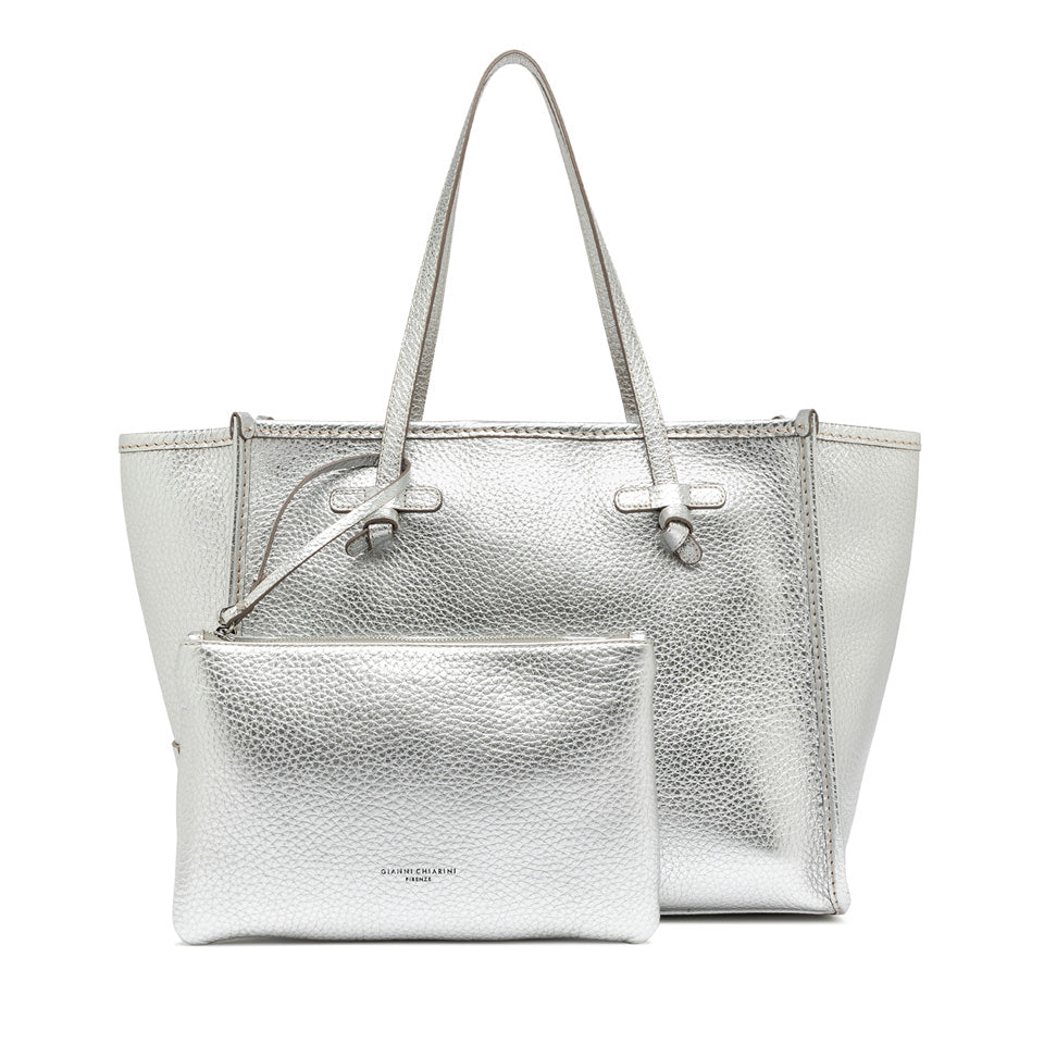 CABAS CUIR ARGENT