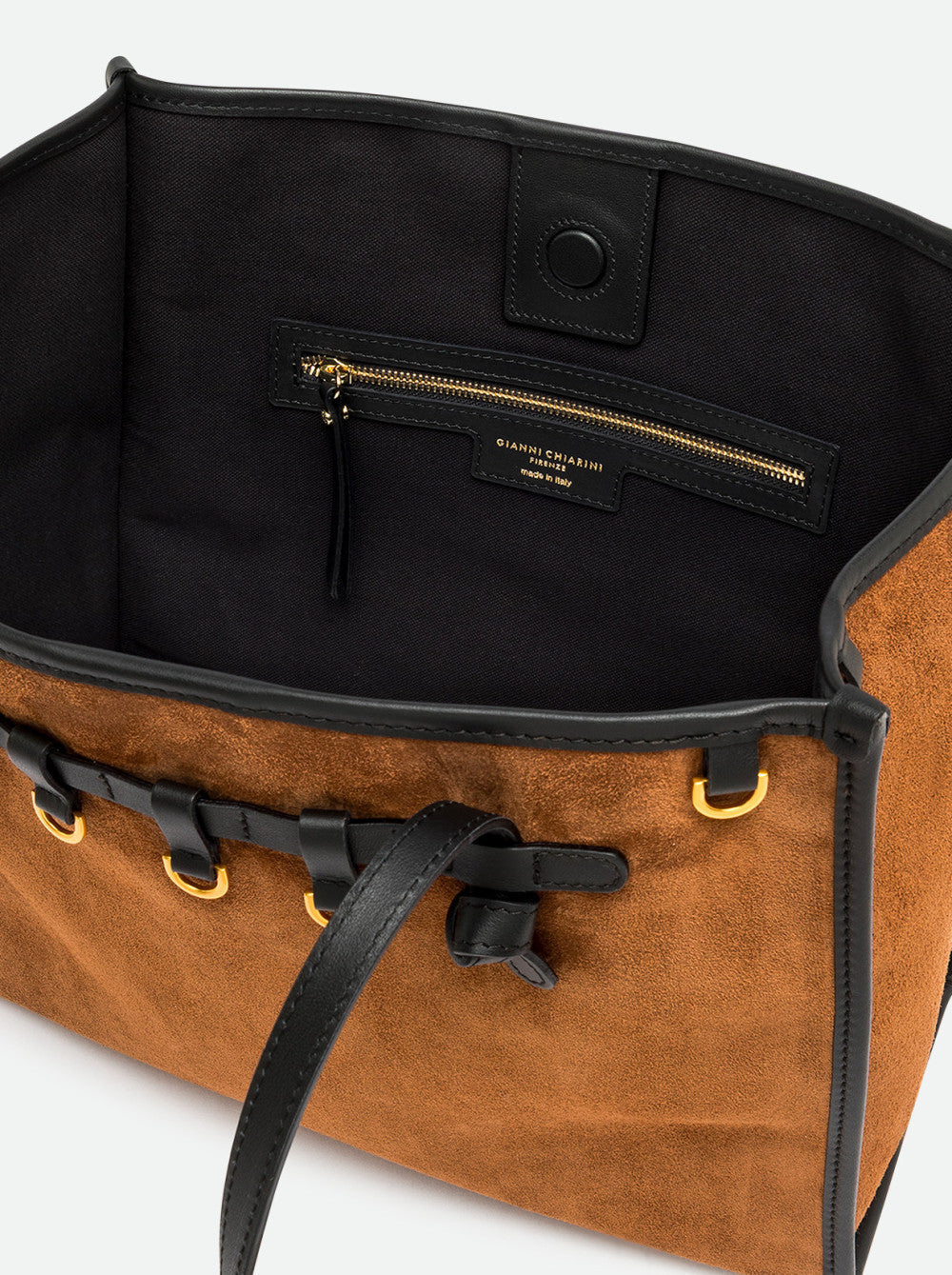 Caba Daim Crochet Cognac Gianni Chiarini - vue cote