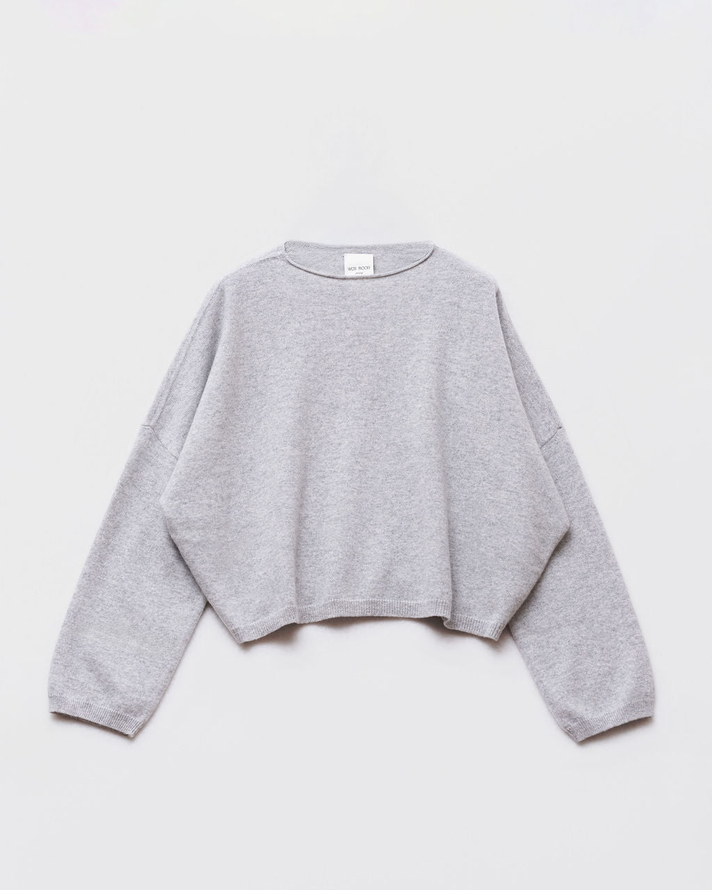 Pull oversize 100% cachemire gris chiné Wen Moon posé à plat - Kelly Shop