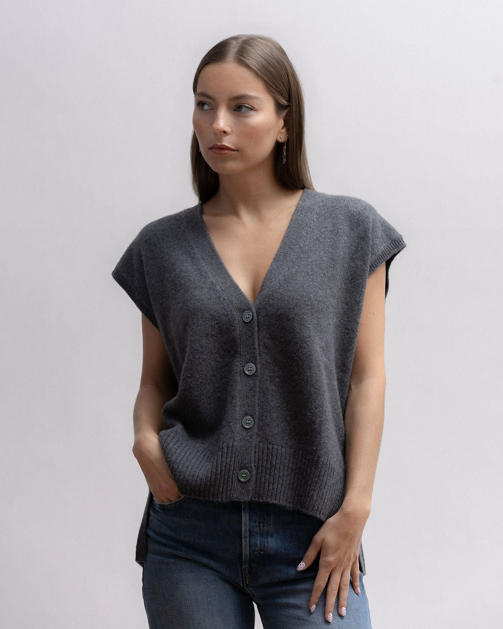 SWEATER VEST SM korat grey