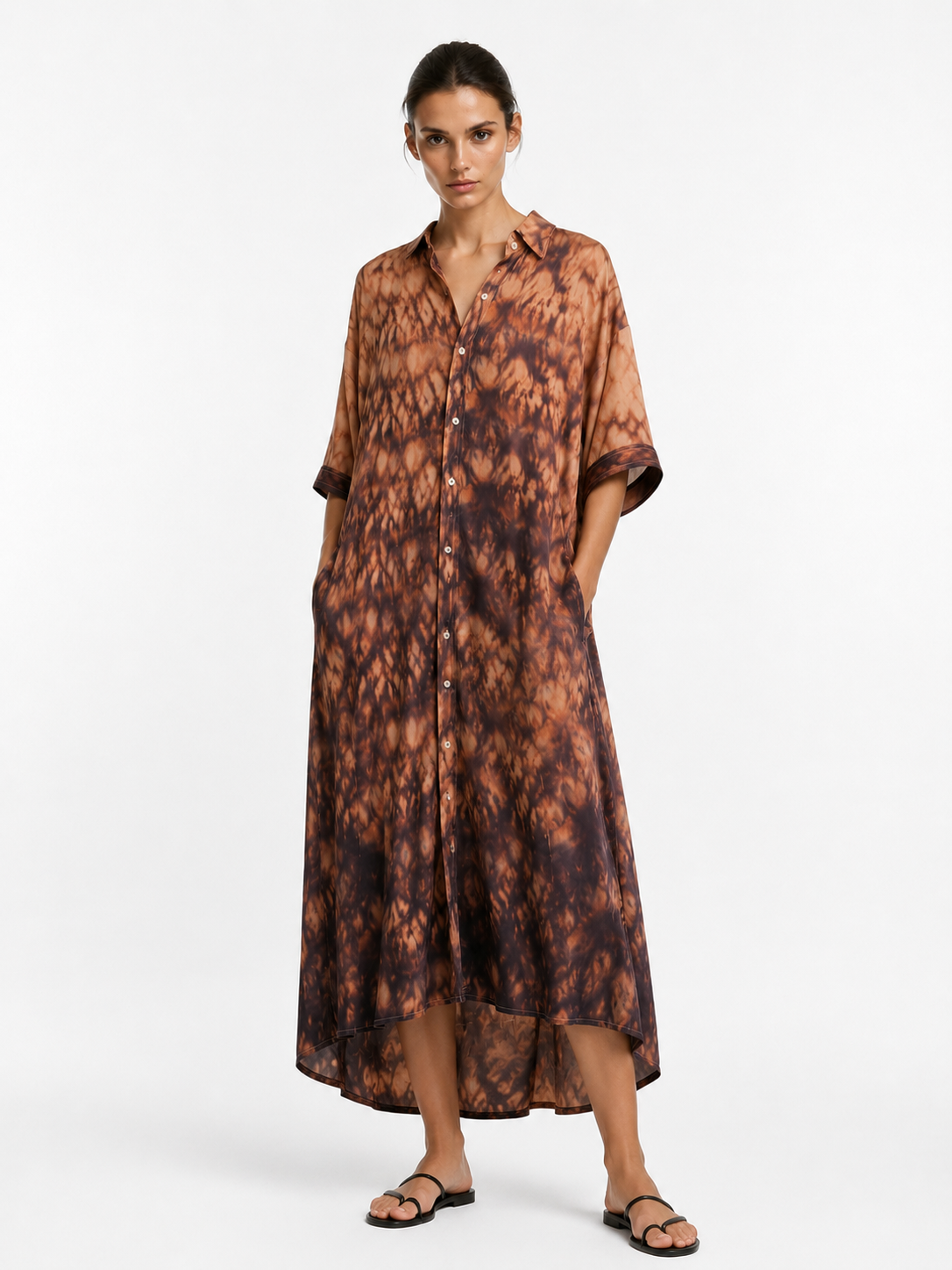 ROBE SOIE COL PRINT