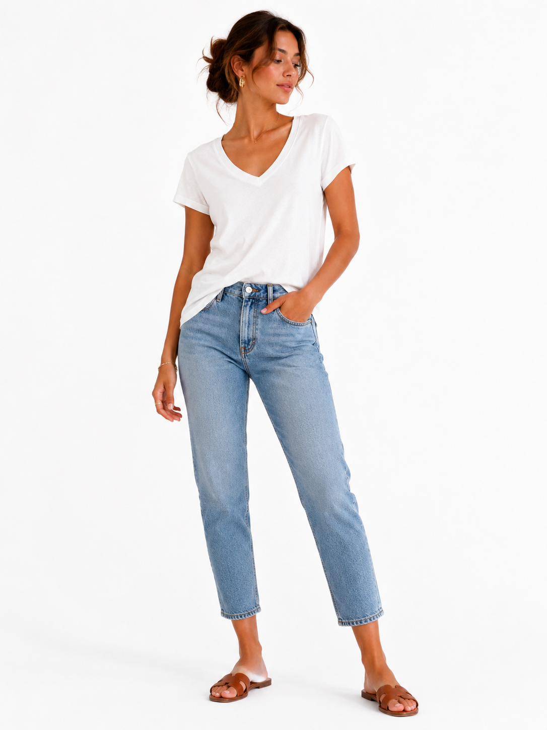 T SHIRT V BLANC RECYCLED KARMA