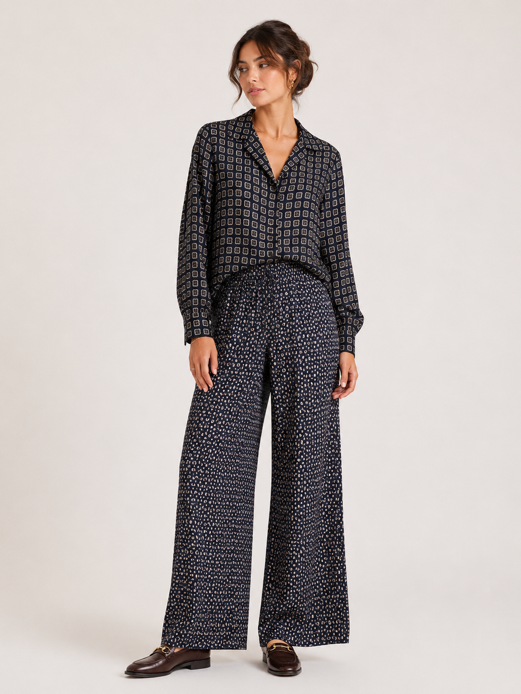Pantalon soie impri Max Mara