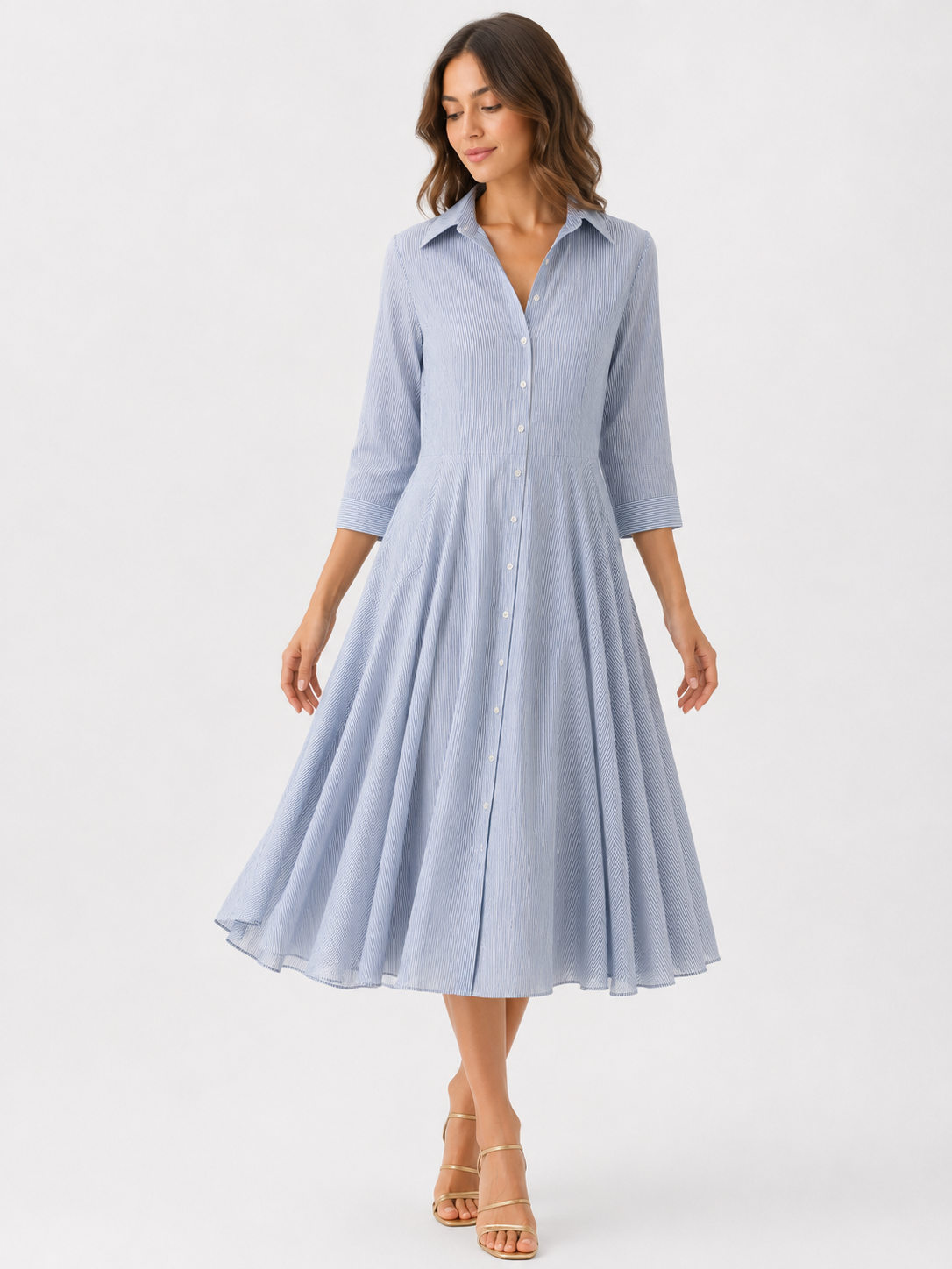 Robe chemise ligne bleu Kelly