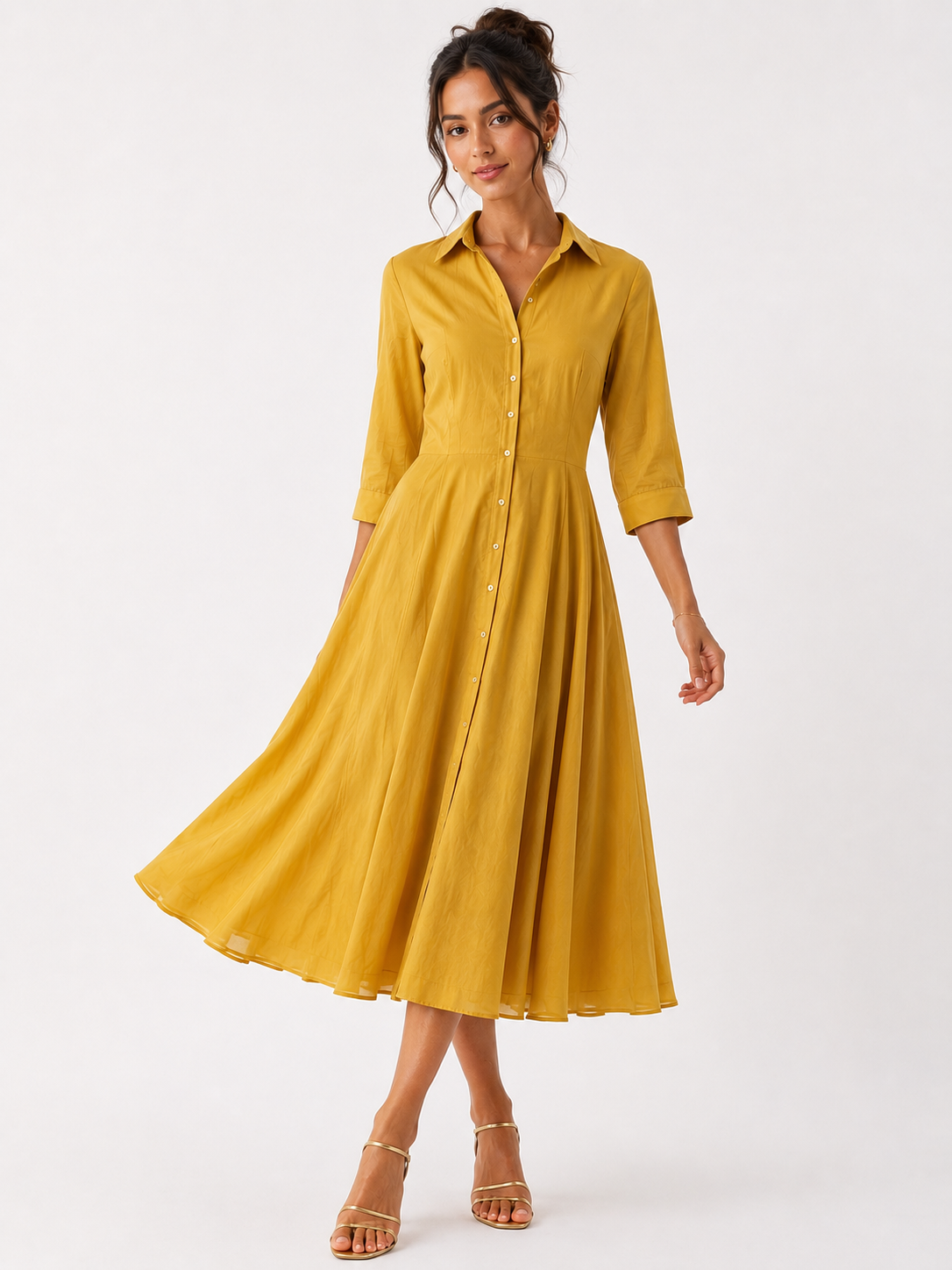 Robe chemise jaune Kelly