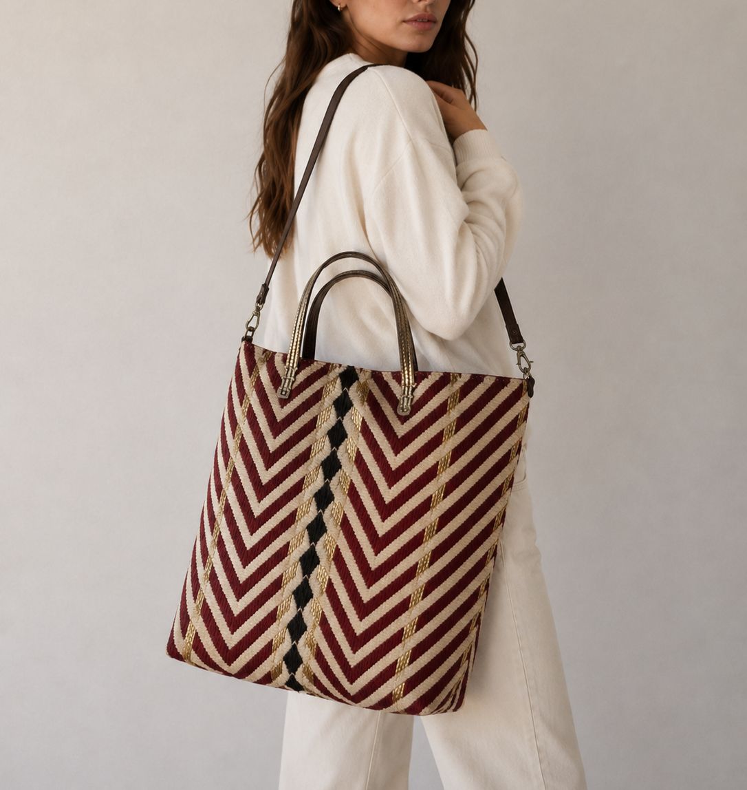 Petit sac chevron small Bordeaux