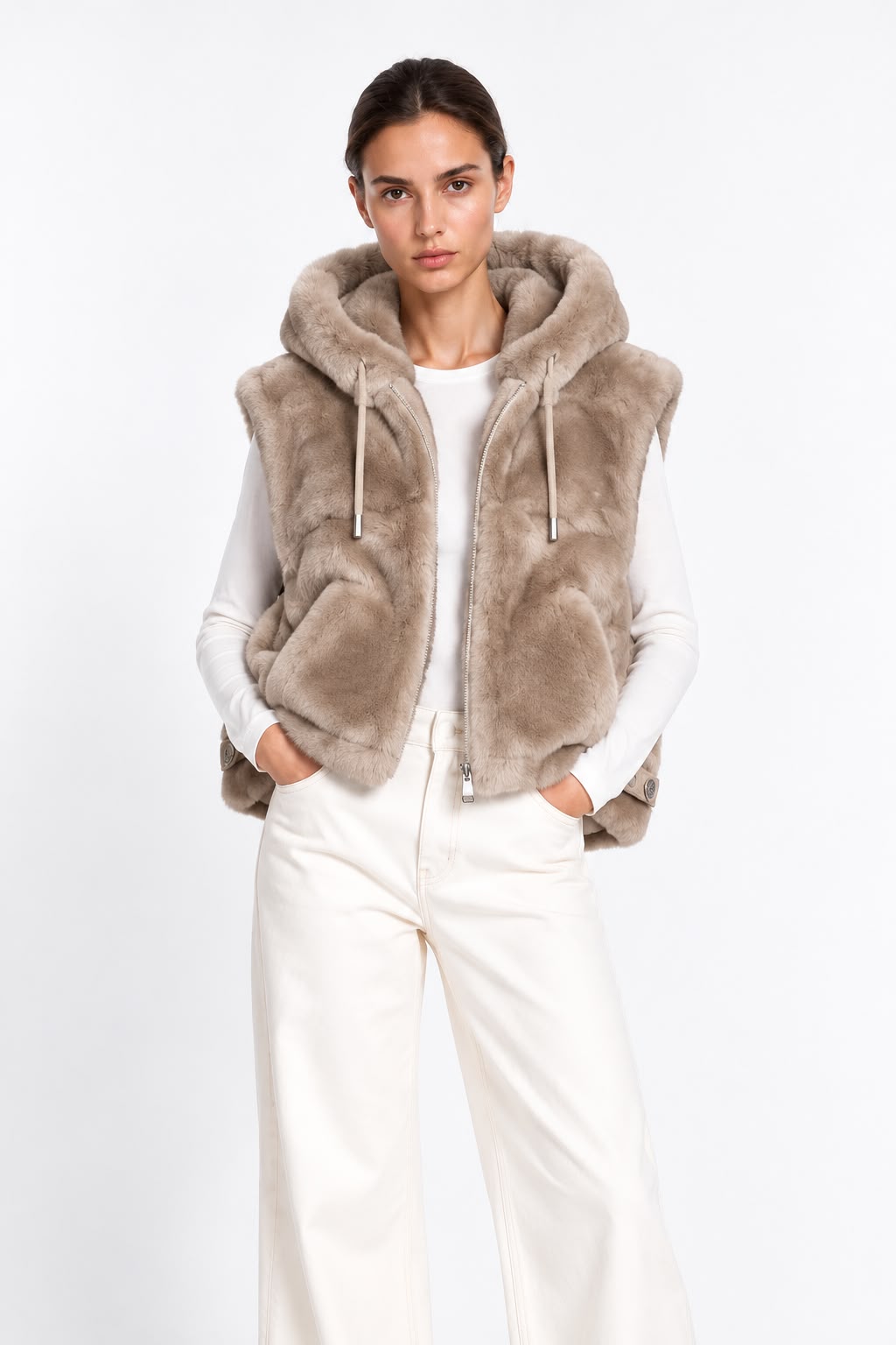 Gilet à capuche en fausse fourrure Gisele