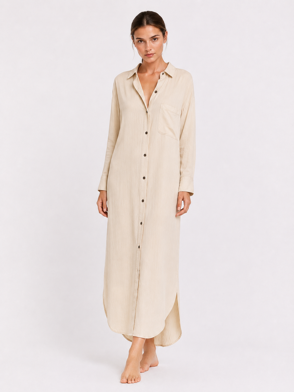 ROBE  COL CHEMISE LONGUE