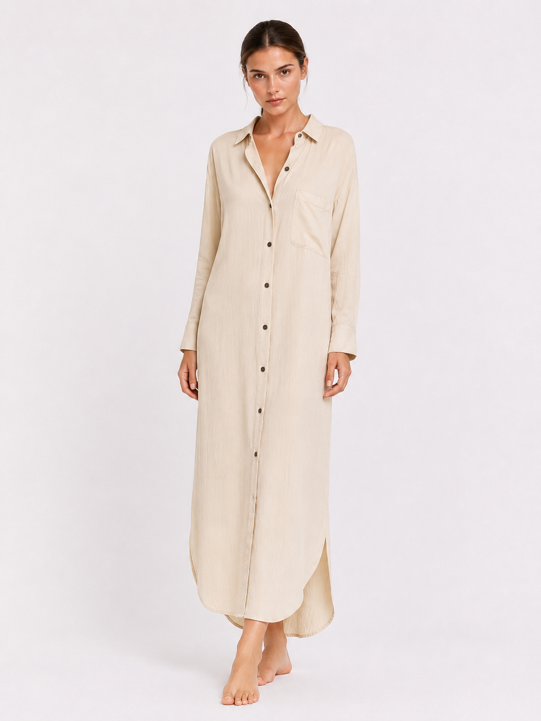 ROBE  COL CHEMISE LONGUE