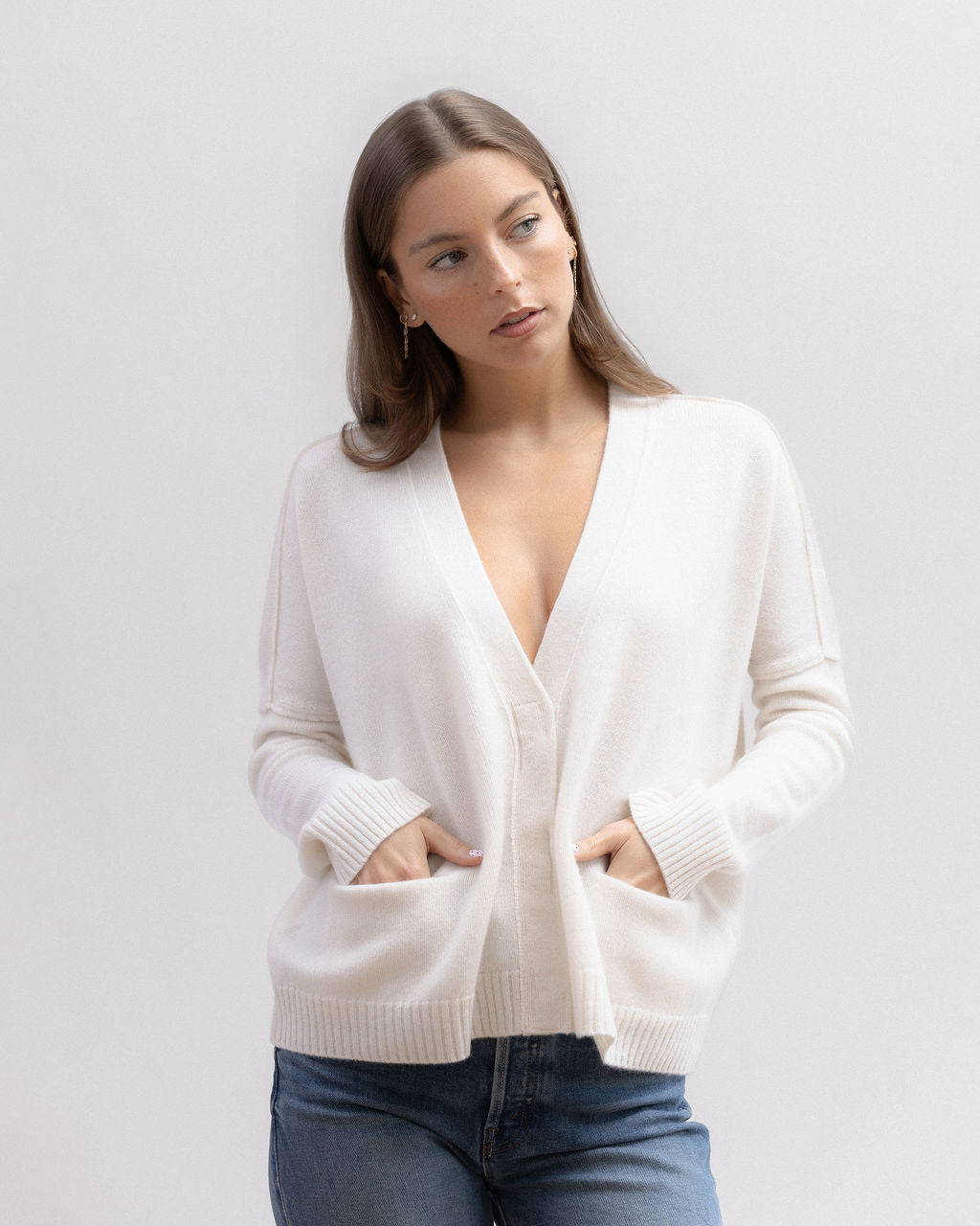 Cardigan poche LILY ECRU