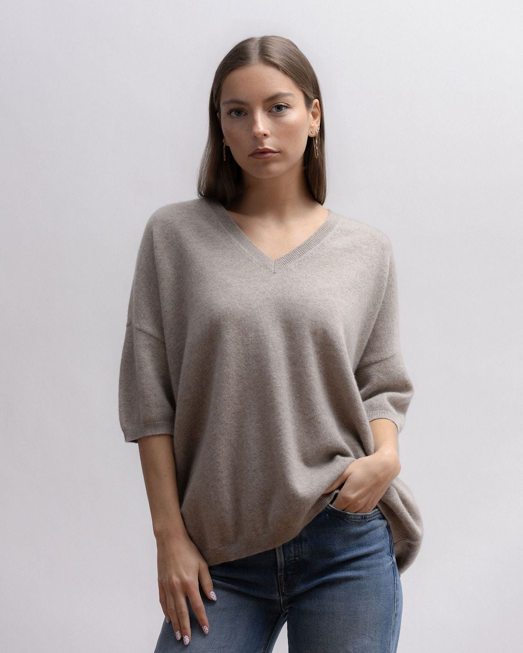 PULL LARGE MC V Beige