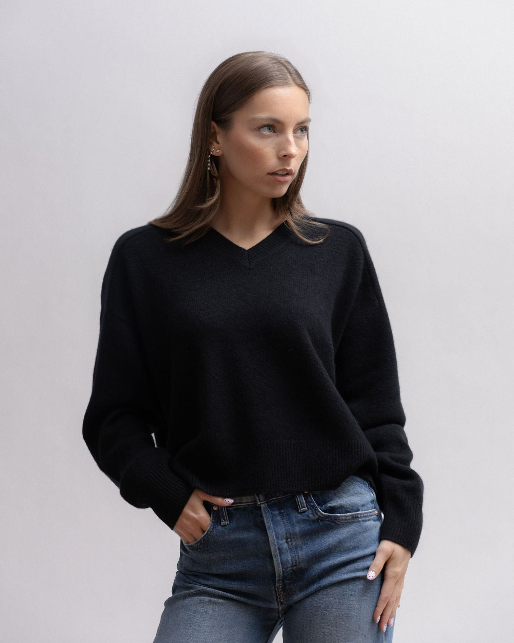 Pull Gros col V BLACK