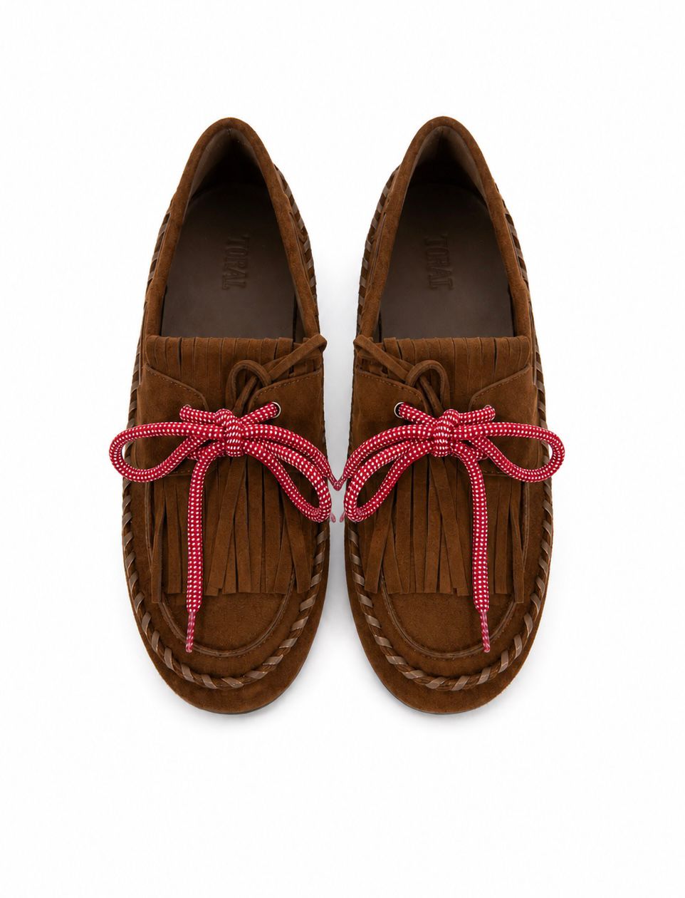Daim cognac Floches lacet rouge