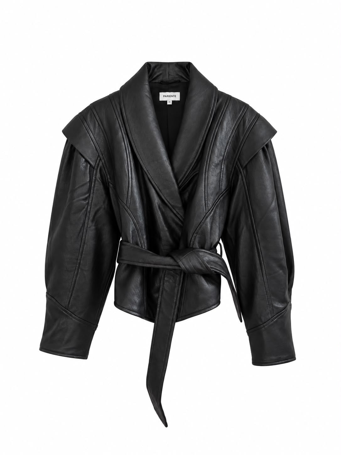 Veste en cuir ceinturée Pariente Mia Noir