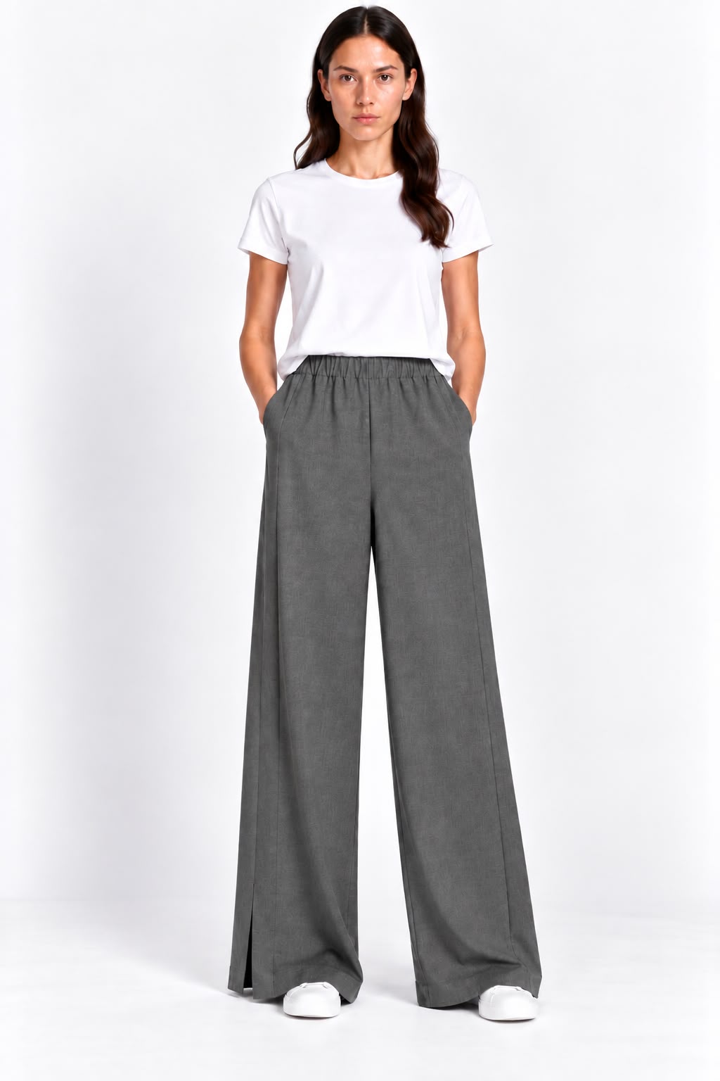 Pantalon Large Nao Gris