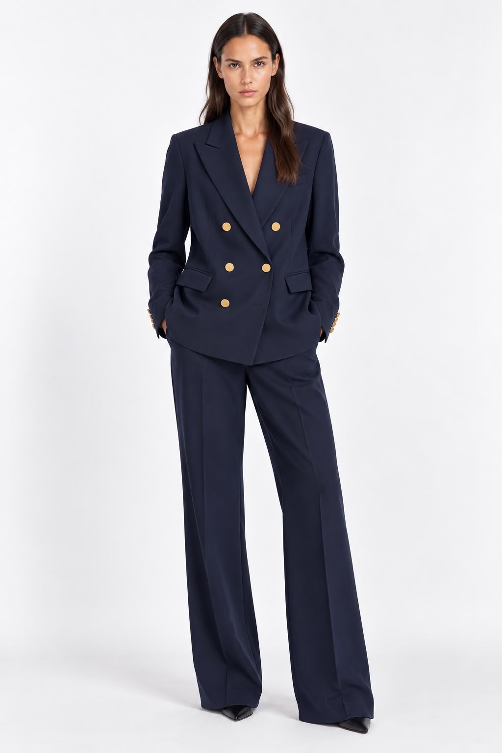 Veste Croisé Bouton Or Navy