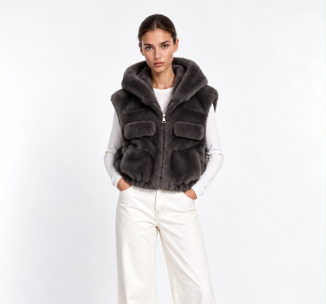 Gilet en fausse fourrure à poches Hazel