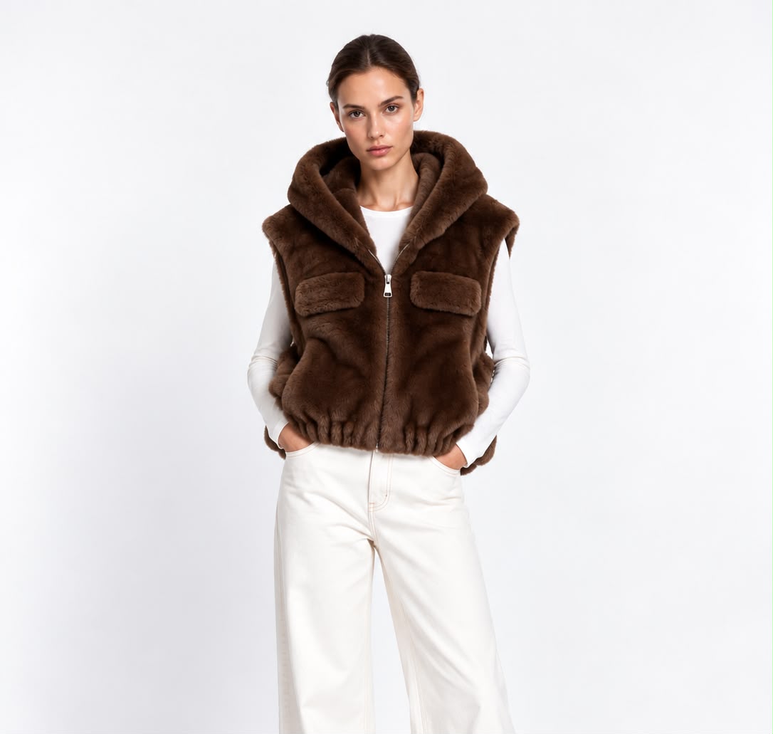 Gilet en fausse fourrure à poches Hazel