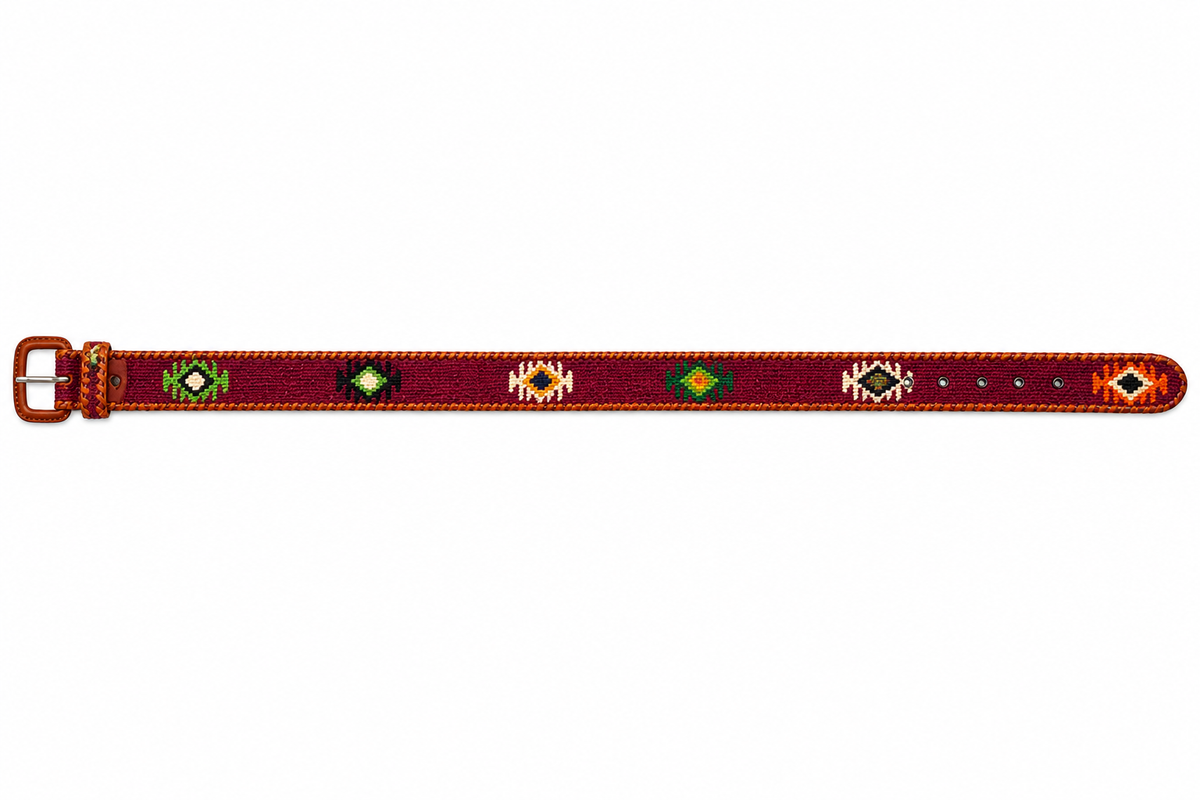 Ceinture tissée Antig Belts coloris Carmesí – détail