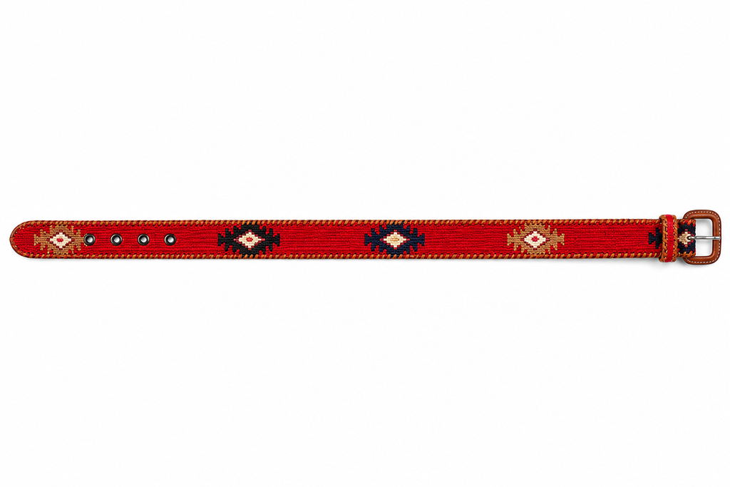 Ceinture tissée Antig Belts coloris Fuego – détail